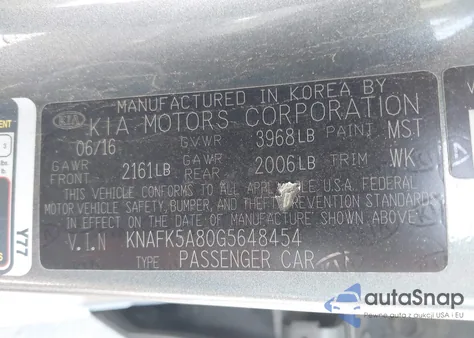 2016 Kia Forte Lx из США, поврежденный, VIN KNAFK5A80G5648454